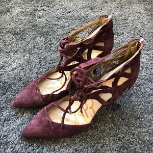 SAM EDELMAN PURPLE SUEDE HEELS
